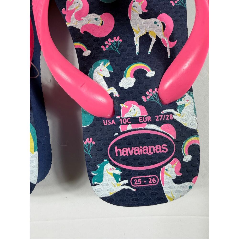 NEW Havaianas Kids Unicorn Rainbow Navy Blue Pink Flip Flops Size 10 toddler - Picture 6 of 8